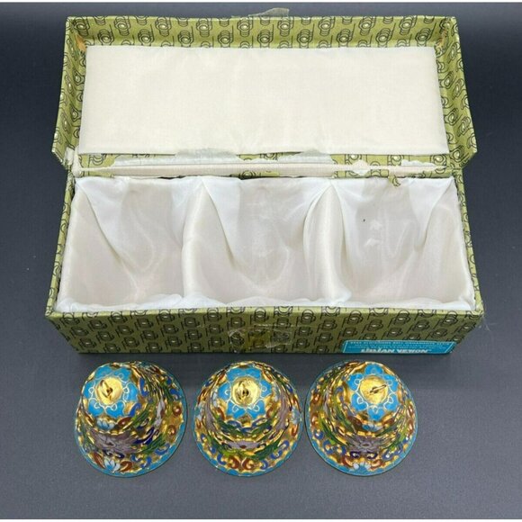 Lillian Vernon Cloisonne Enamel Bell Ornament 2" - Set Of 3 ~ #396 COLORFUL - Picture 4 of 9
